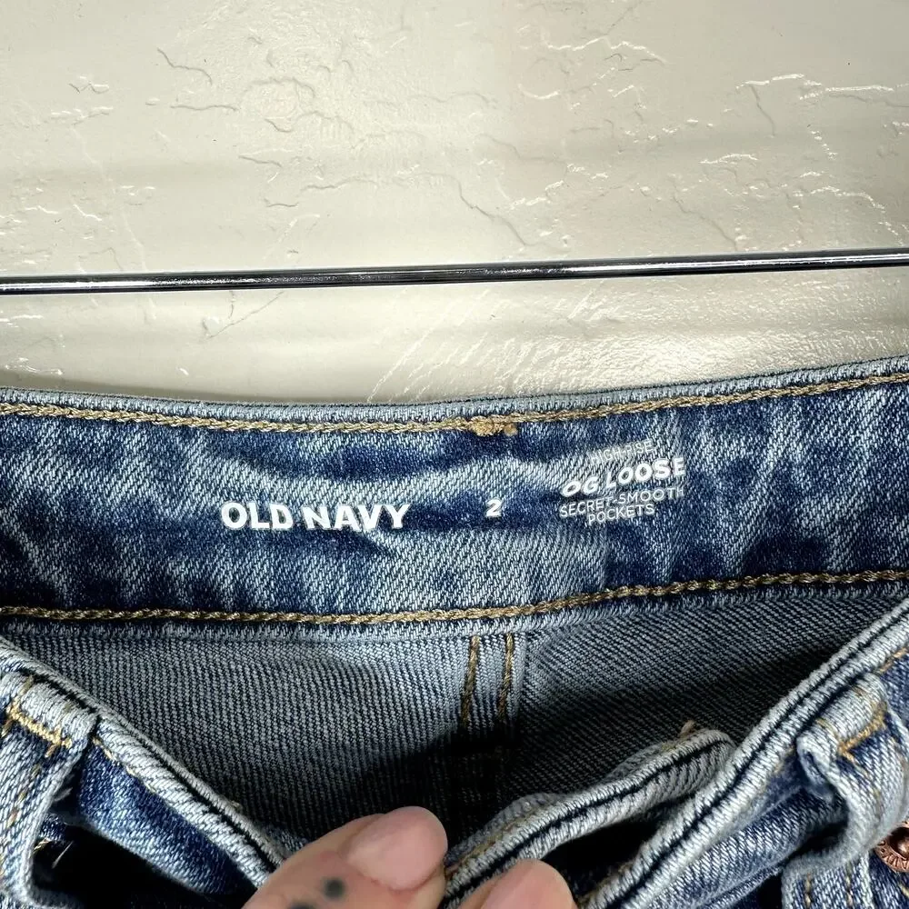 Old Navy OG LOOSE Secret-Smooth High Rise Denim High Waist Straight Leg Jeans - Picture 8 of 9